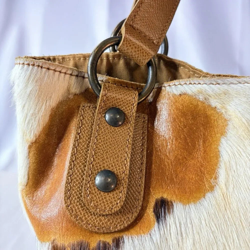 Maurizio Taiuti Hair-On Cowhide Leather Tote Handbag Purse Made in Italy